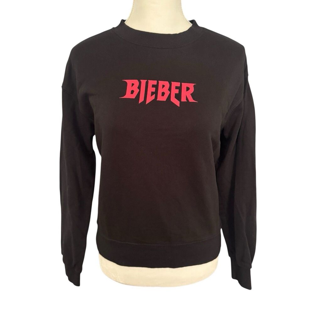 Justin Bieber Purpose Tour Crewneck Sweatshirt H&M Womens XS Black